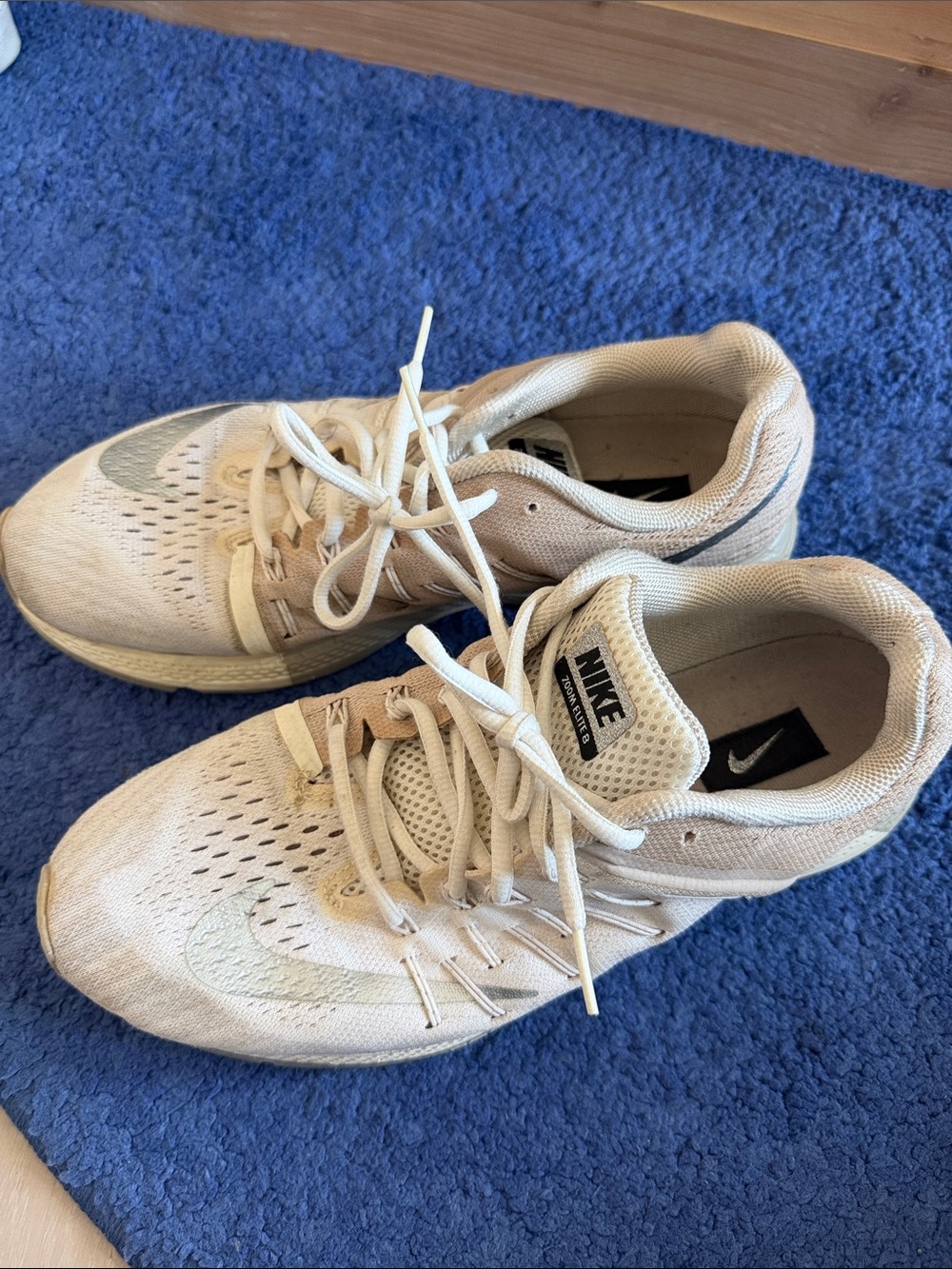 Nike Cream/White Men’s Zoom Elite 8 Running Sneakers